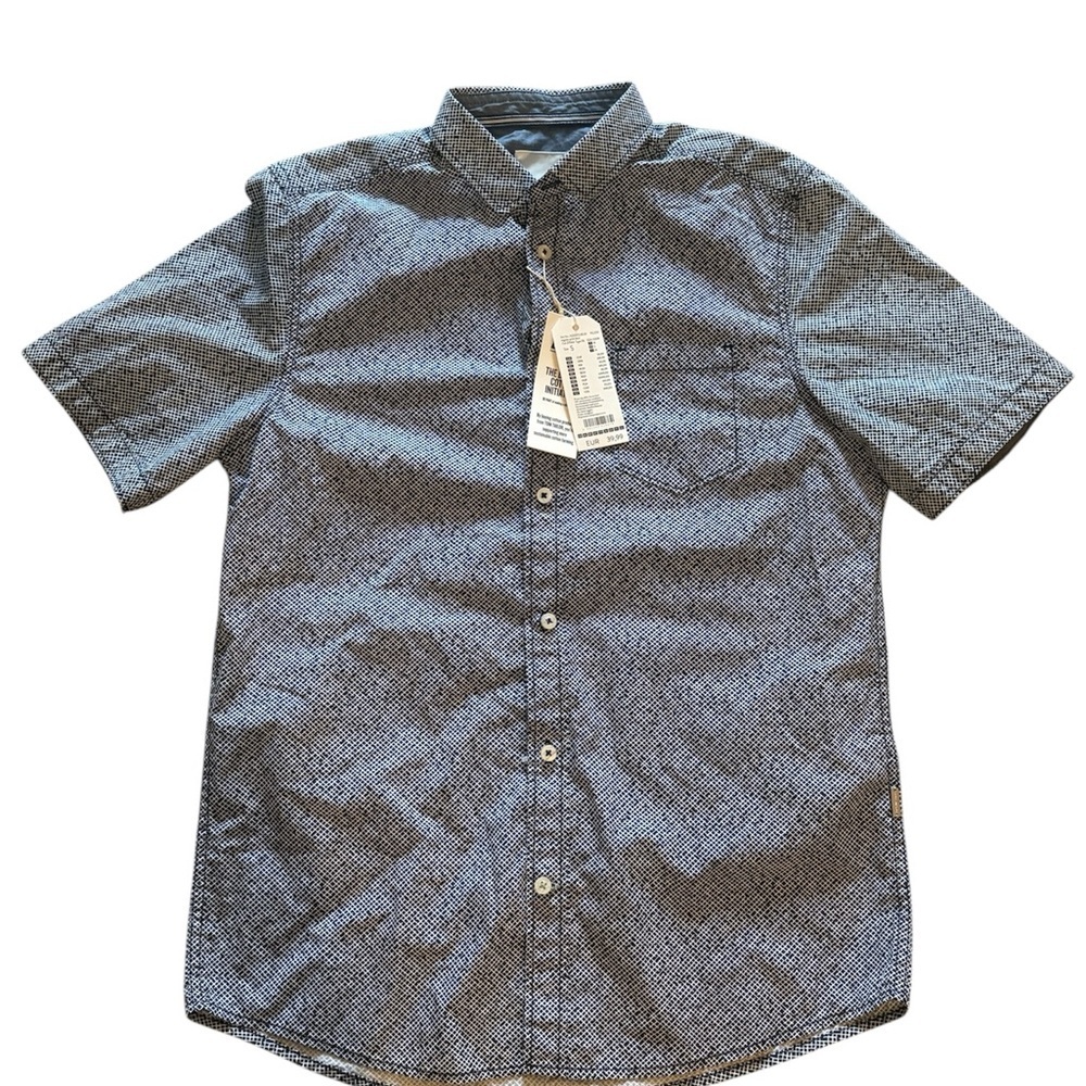 NWT Tom Tailor Men’s Blue Pattern Short Sleeve Regular Fit Shirt Size Small